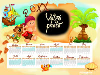 Calendrier personnalis� montrant la zone o� la photo va �tre ins�r�e - B�b� pirate