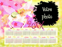 Calendrier personnalis� montrant la zone o� la photo va �tre ins�r�e - licorne