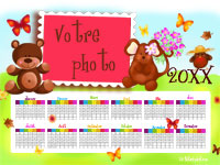 Calendrier personnalis� montrant la zone o� la photo va �tre ins�r�e - Petits animaux