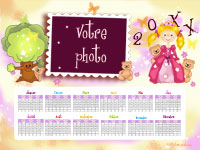 Calendrier personnalis� montrant la zone o� la photo va �tre ins�r�e - Princesse