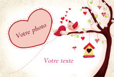 photocarte de Saint Valentin, thme des oiseaux amoureux