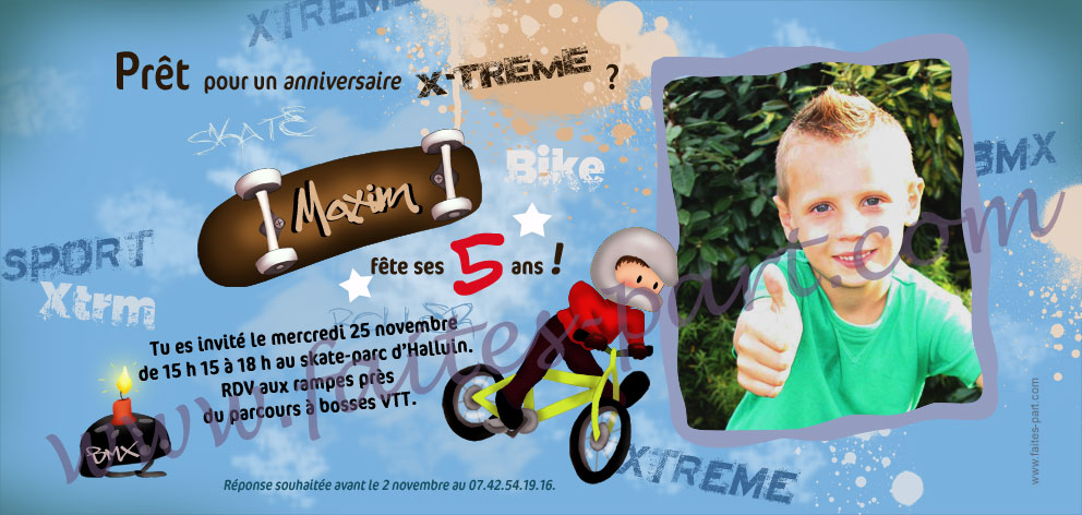 carte d invitation anniversaire boum