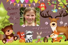 Carte 10x15 personnalise pour Carte d'invitation anniversaire enfant avec nombreux animaux et banderoles de fte