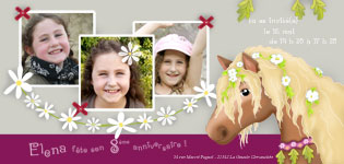 Carte d'anniversaire personnalise sur le thme des chevaux, poneys et de l'quitation