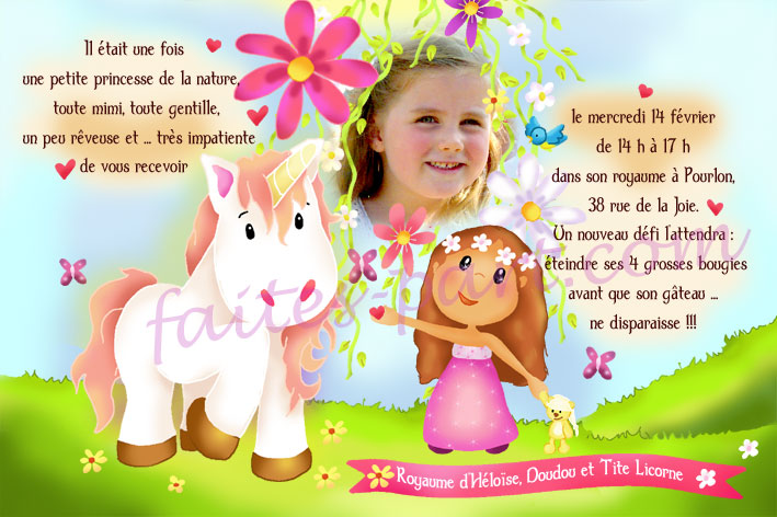 carte invitation anniversaire 6 ans fille