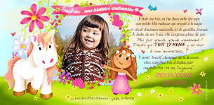 Carte d'invitation personnalise pour anniversaire - Petite licorne