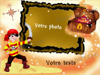 Cartes d'invitation pour anniversaire avec photo, th�me pirate, montrant la zone o� la photo va �te int�gr�e