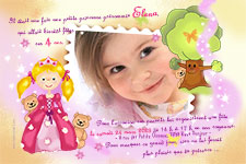 Cartes d'invitation d'anniversaire avec photo, princesse