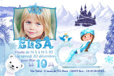 Carte 10x15 personnalise pour Carte d'invitation anniversaire Reine des neiges