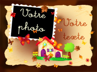 Carte d'invitation personnalis�e pour pendaison de cremaill�re, th�me de la petite maison, indiquant la zone o� la photo va �te int�gr�e