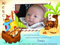 photocarte de remerciement: bateau pirate