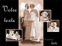 Carte 10x15 personnalise pour Faire-part de remerciement mariage avec photos, indiquant les zones o le texte et la photo vont tre intgrs