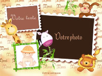 carte remerciement - Safari, indiquant la zone o� la photo va �te int�gr�e