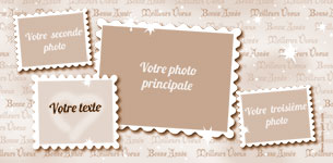 Carte 10x20 personnalise pour Carte de voeux spia timbre, indiquant les zones o le texte et la photo vont tre intgrs
