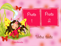 photocarte invitation - Bapt�me f�e, indiquant les zones o� photos et texte vont �tre int�gr�s