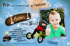 Carte d'anniversaire sur le thme du vlo, des BMX et du skateboard