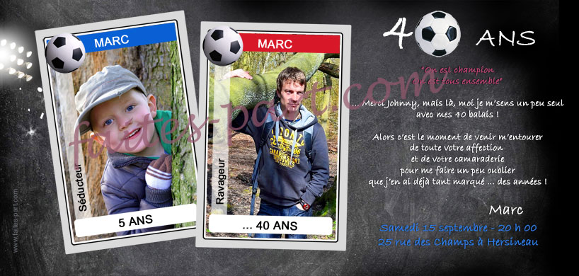 Invitation anniversaire homme adulte - Foot