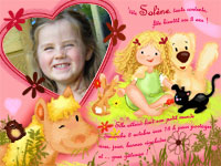 Cartes d'invitation d'anniversaire animaux et fille