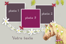 Carte 10x15 personnalise pour anniversaire - Cheval, indiquant les zones o le texte et la photo vont tre intgrs