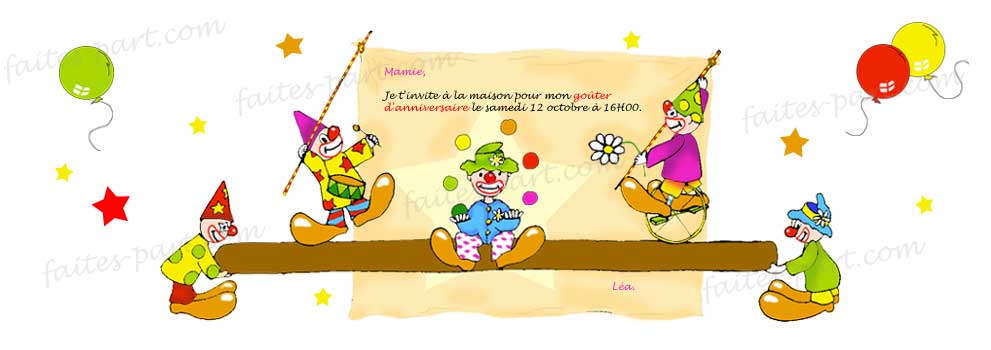 Carton invitation anniversaire gratuit - Etoile de Rêve Animations