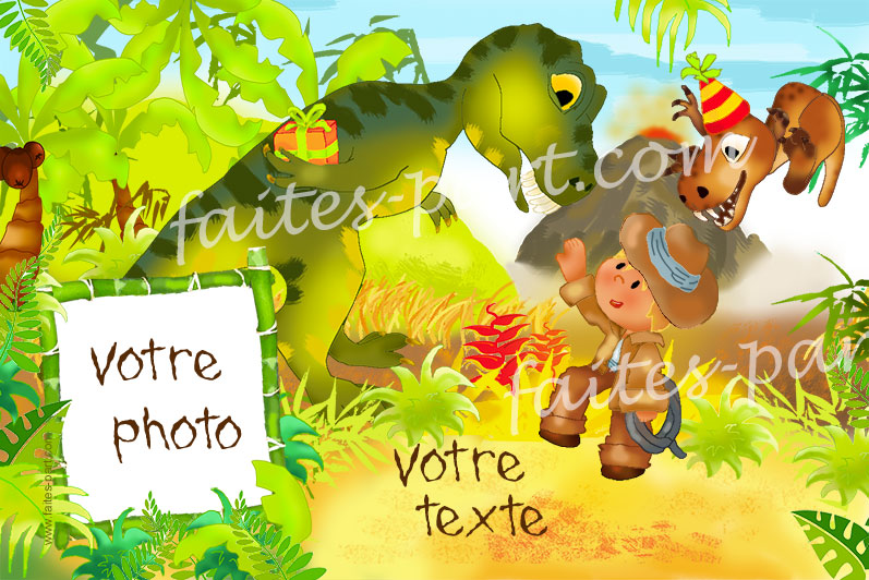 Carte Personnalisable Dinosaures Avec Photo Pour Anniversaire