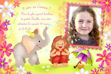 Invitation personnalise pour anniversaire - Elephant