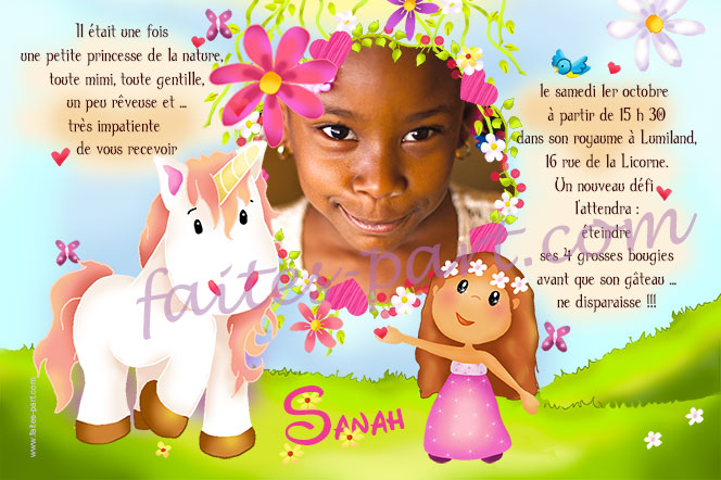 Invitation d'anniversaire Licorne gratuite à imprimer ou a envoyer en ligne