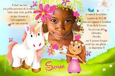 Carte d'invitation personnalise pour anniversaire - Petite licorne