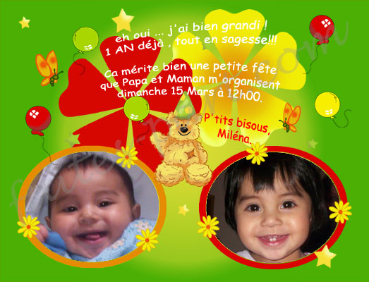 Carte d'invitation d'anniversaire 2 ans