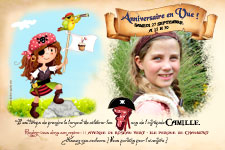 Carte 10x15 personnalisée pour Invitation anniversaire pirate fille