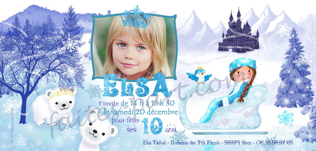 Invitation Anniversaire Reine Des Neiges