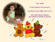 photocarte d'invitation anniversaire les 3 ours