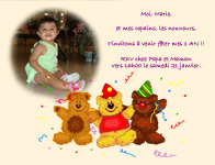 Carte 10x15 personnalise pour Invitation d'anniversaire avec photo - Ours en fte