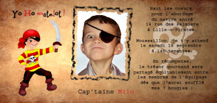 Carte d'invitation pour anniversaire ou de souhait bon anniversaire sur le thme des pirates