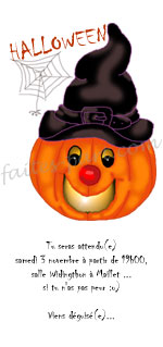 carte d'invitation halloween citrouille araignee