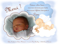 Carte de remerciement pour bb garon thme des anges