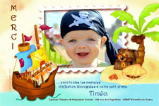 carte remerciement personnalisable - Bateau pirate