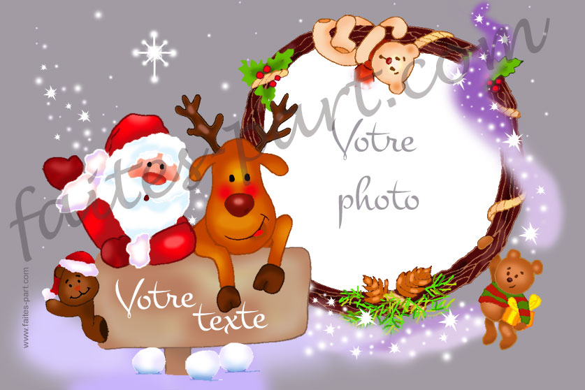 Carte de voeux avec photo Bonhomme de neige Noël