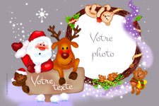 Carte 10x15 personnalise pour Carte de voeux couronne de Noel avec photo, indiquant les zones o le texte et la photo vont tre intgrs