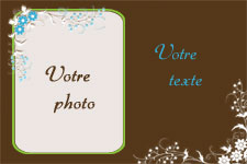 Carte 10x15 personnalise pour faire-part baptme ou remerciement - Elgance, tons marron vert, version garon, indiquant les zones o le texte et la photo vont tre intgrs