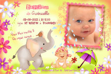 Carte 10x15 personnalisée pour Carte d'invitation baptême Elephant