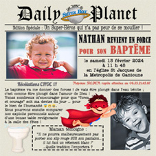 Carte 15x15 personnalisée pour Invitation Baptême Super Heros