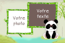 Faire-part bapteme Panda montrant la zone o la photo va te intgre