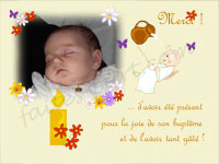 carte d'invitation: bapteme avec bougie