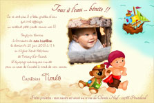 Carte 10x15 personnalise pour carte d'invitation baptme pirate