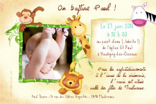 Faire-part bapteme Jungle