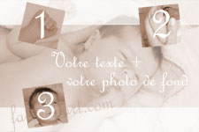 Faire-part bapteme - 4 photos sepia montrant la zone o la photo va te intgre