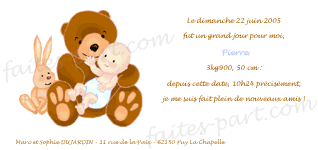 faire-part naissance doudou ours  imprimer