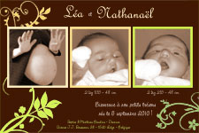 Carte 10x15 personnalise pour faire-part naissance  personnaliser- Ple-mle avec ornements