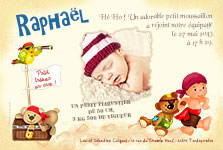 Carte 10x15 personnalise pour Faire-part naissance - bb pirate